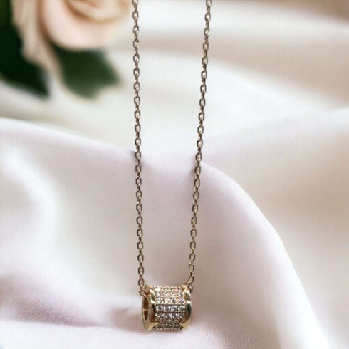 Rhinestone Wheel Dainty Necklace - D164 - 1